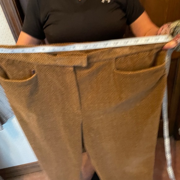 Ralph Lauren Plus Size 14 Brown two  pocket plush pants. Chevronish pattern - Picture 7 of 15